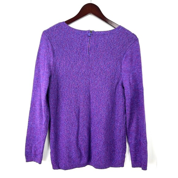 Talbots Deep Purple Pink Cable Knit Zip Back Sweater Cotton Soft Women XL 1127U - Picture 4 of 12